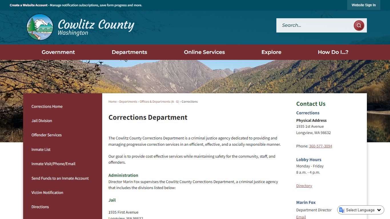 Corrections Department | Cowlitz County, WA - Official Website