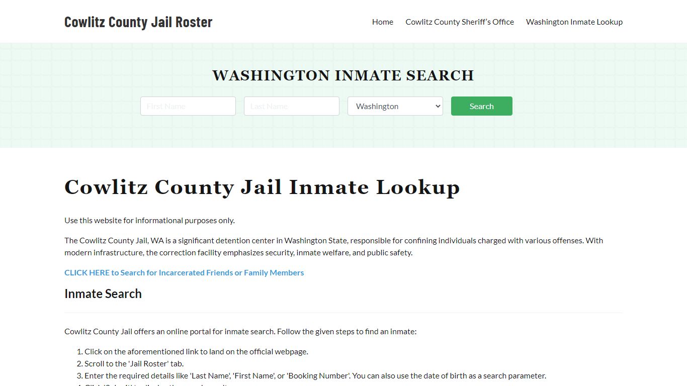 Cowlitz County Jail Roster Lookup, WA, Inmate Search